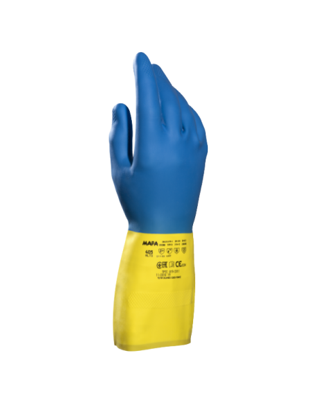 Guante bicolor 405 azul/amarillo