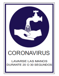 Señal COVID-19 Lavarse las manos durante 30 seg.